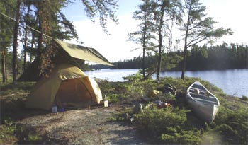 Campsite on wilderness lake